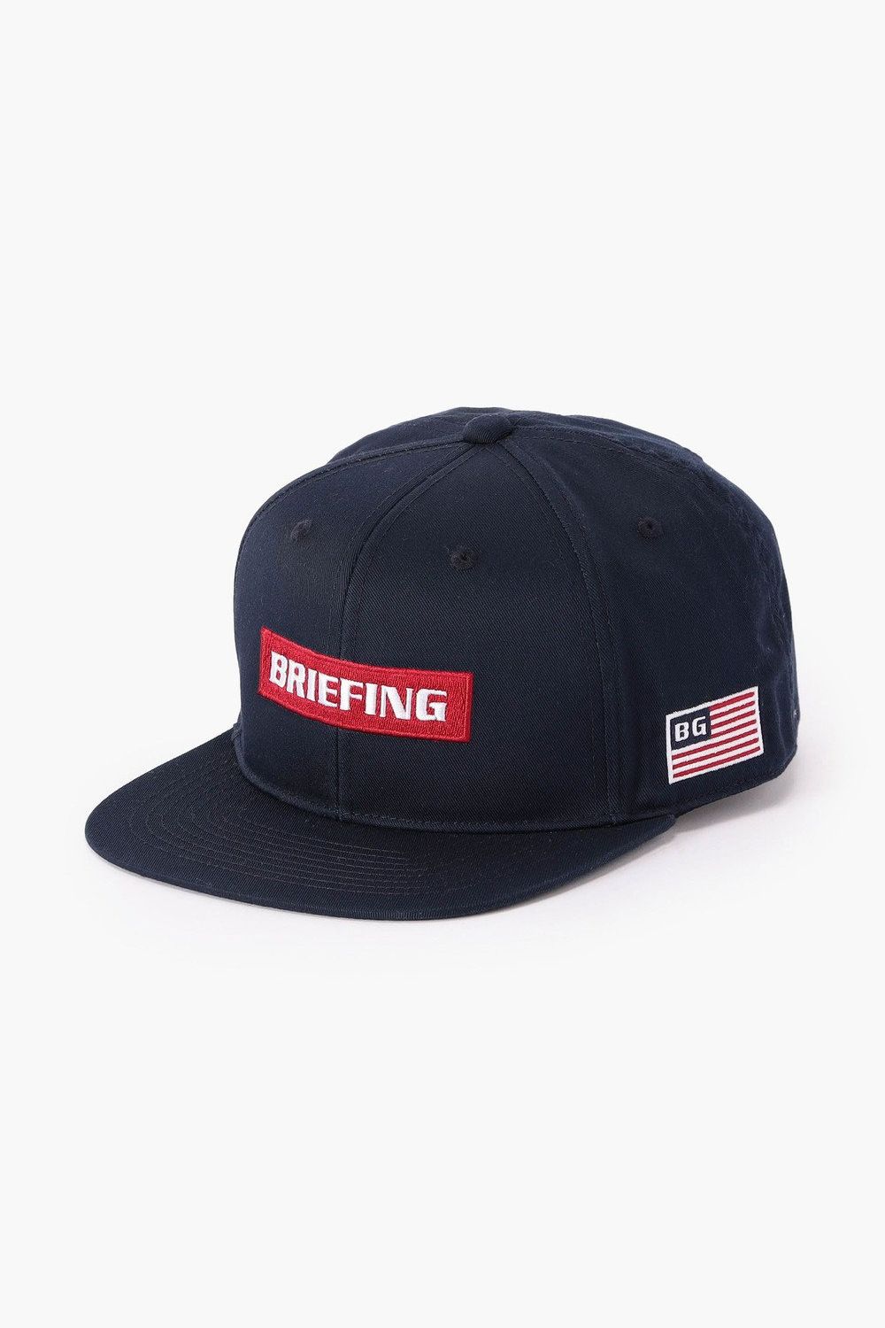 【26AW】 MEN’S BOX LOGO FLAT VISOR CAP / ボックスロゴ刺繍 フラットキャップ (ネイビー)