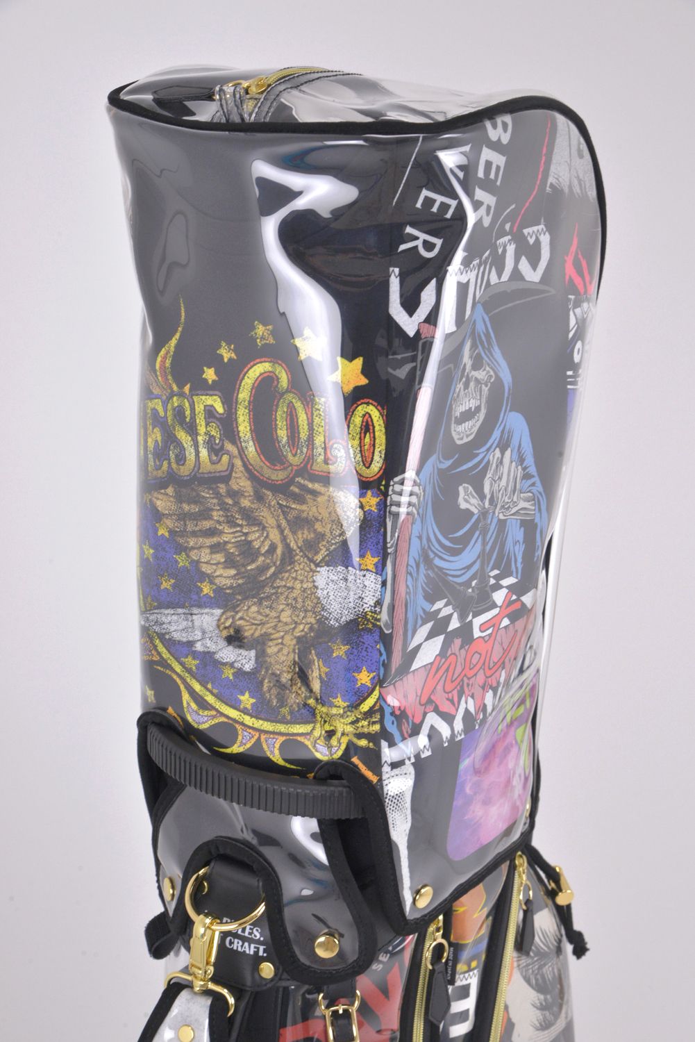 【2026 TOUMEI SERIES】【銀行振込・代金引換不可】【返品・交換不可】 ZZ26-CB01 / Tシャツリメイク パッチワーク スタンドタイプ キャディバッグ (ブラック)