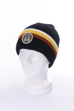 EVER STRIPED CABLE KNIT BEANIE / ボーダー ビーニー (ブラック)