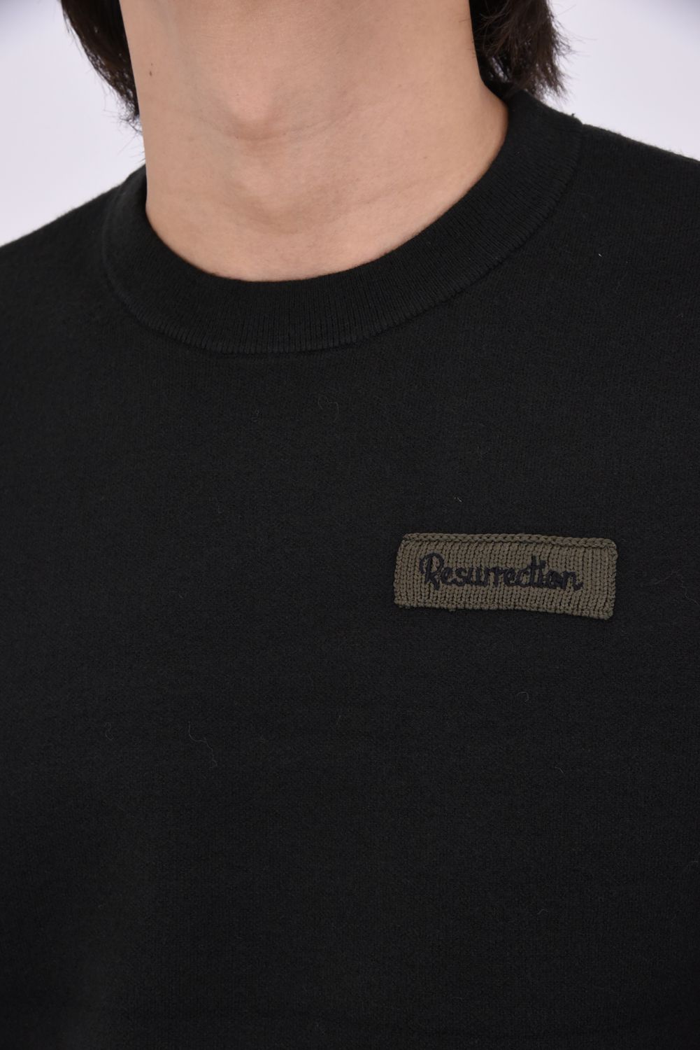 【26AW】 STITCHING LINE KNIT / ステッチングライン クルーネックニット (ブラック)*