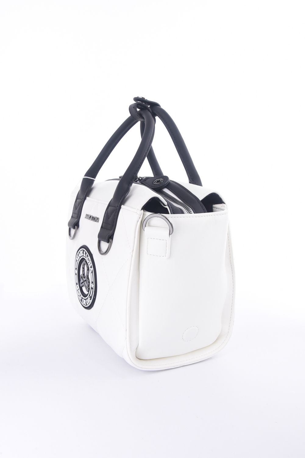 ETERNAL QUILTED BOX BAG / シンセティックレザー サークルスカル キルティング カートバッグ (ホワイト)