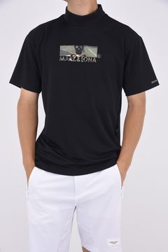 GIS SPOUNGE MOCK TEE / ハイゲージダンボール ワンポイントモックネック (ブラック)