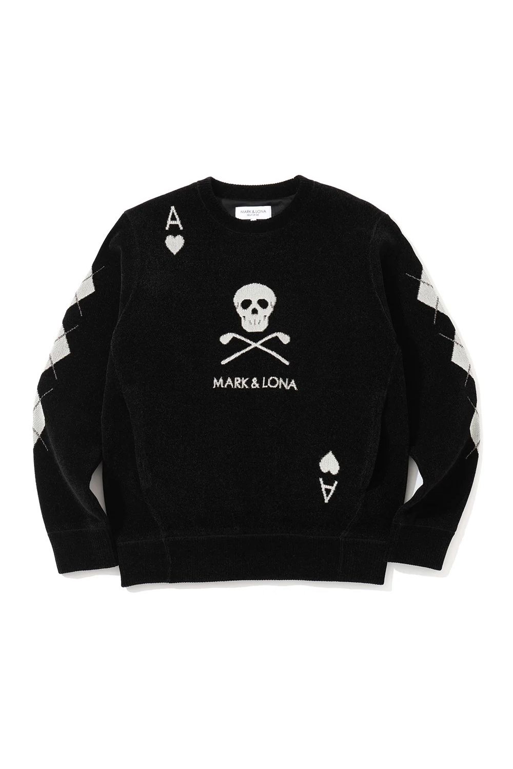 【26AW】 ACE CLUB CHENILLE KNIT / トランプモチーフ モールヤーン クルーネックニット (ブラック)