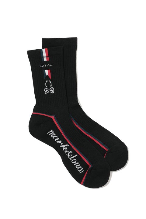 【26SS】 EMLT CUSHION CREW SOCKS / サイドライン メッシュ編み クルーソックス (ブラック)