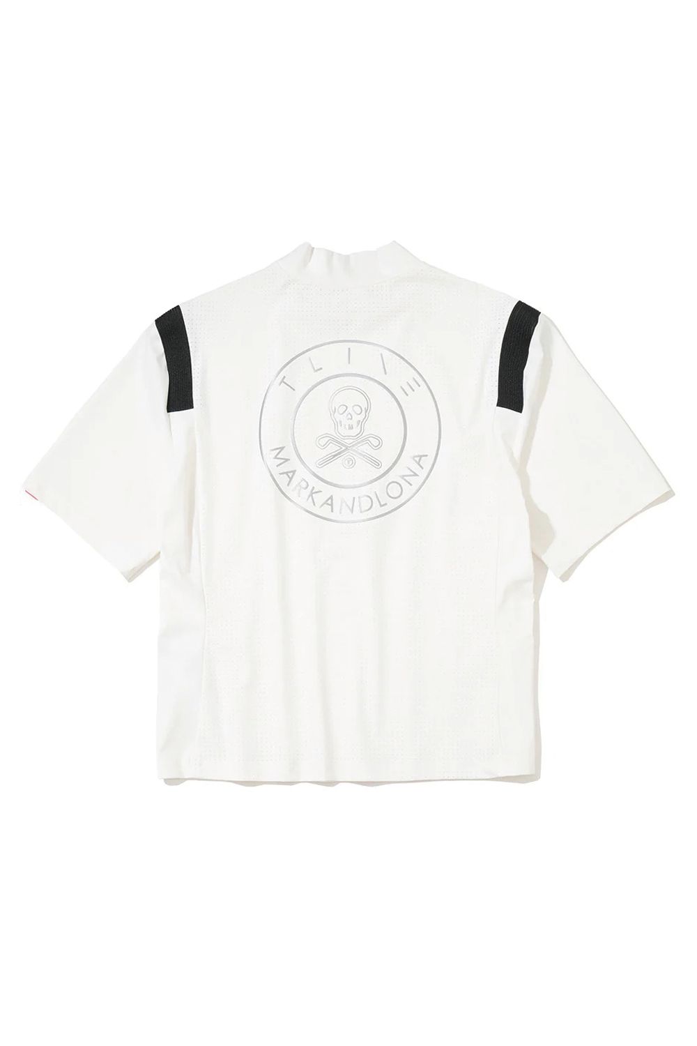 【26SS】【レディース】【T-LINE】 ACCORD VENT MOCK TEE / モノトーン ナイロントリコット パンチングロゴ モックネックTシャツ (ホワイト)