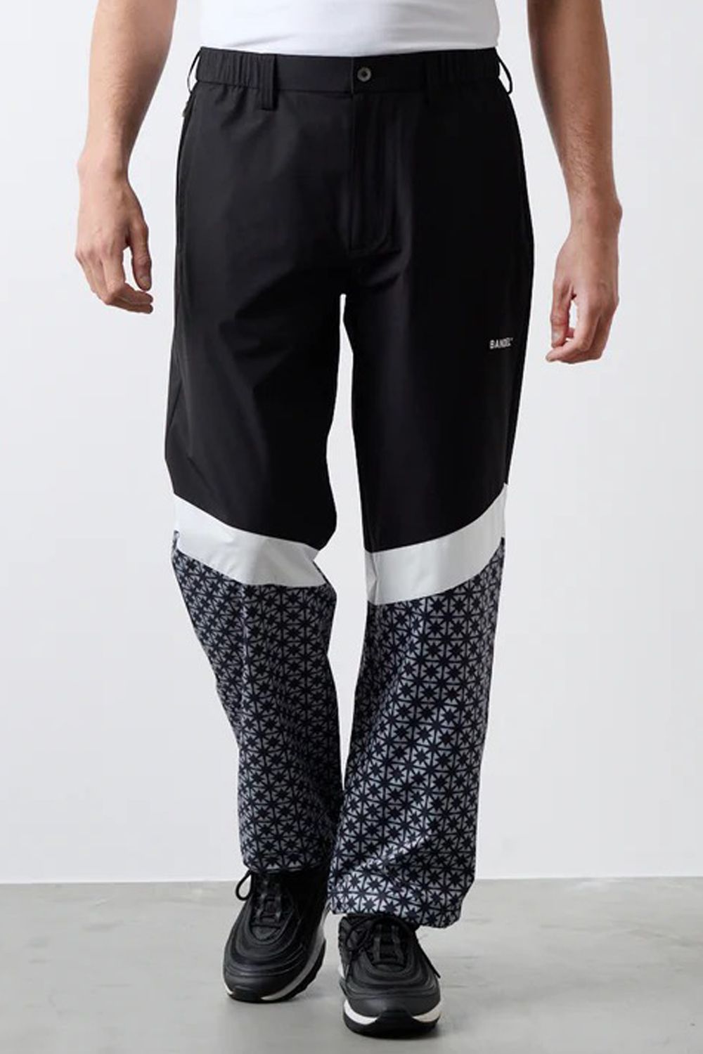 【25AW】 SWITCH DROST WIND PANTS / 異素材切り替え ルーズフィット ウィンドストッパーパンツ (ブラック)