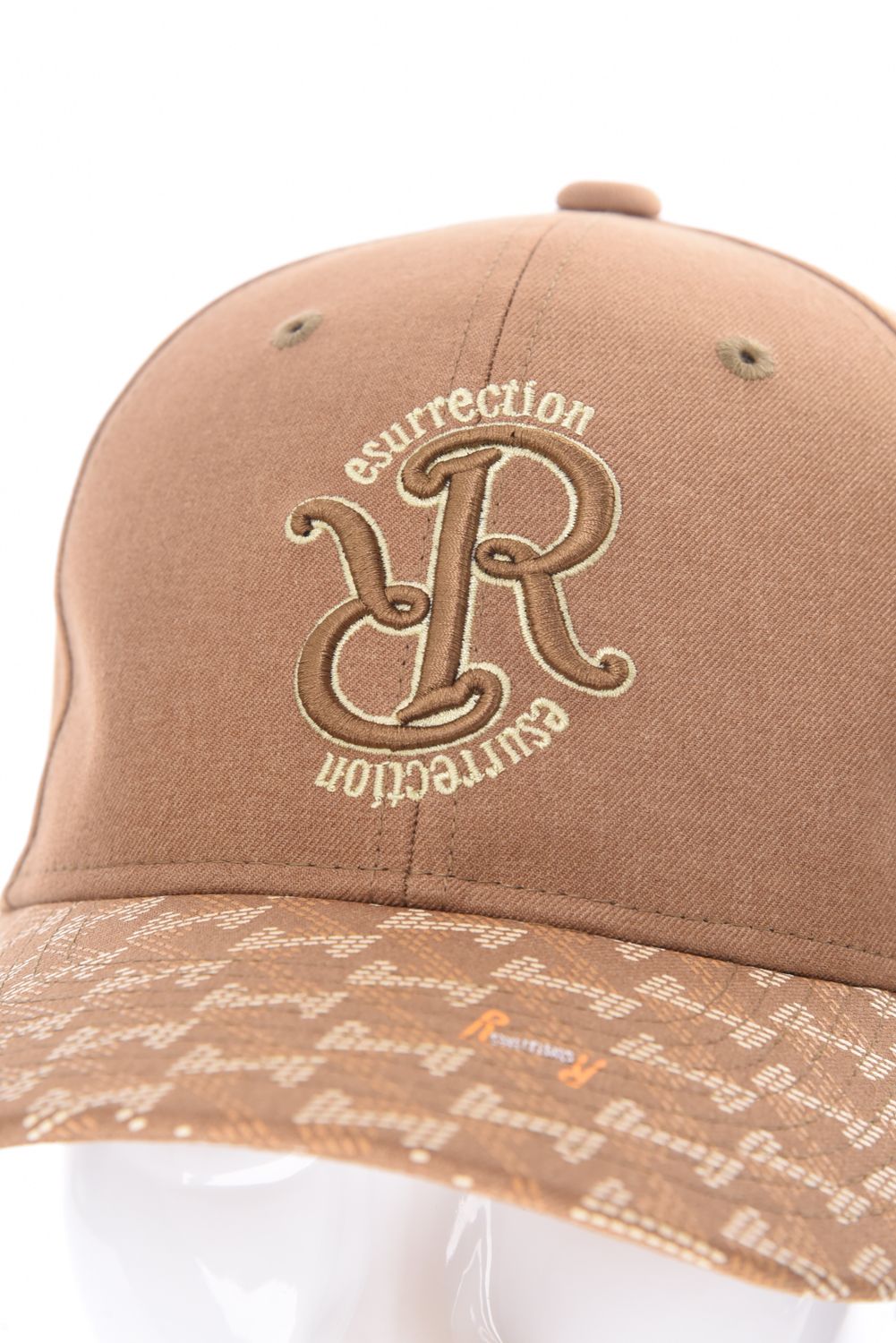 GM BRIM CAP / RRロゴ刺繍 オリジナルテキスタイル ブリムキャップ (キャメル)