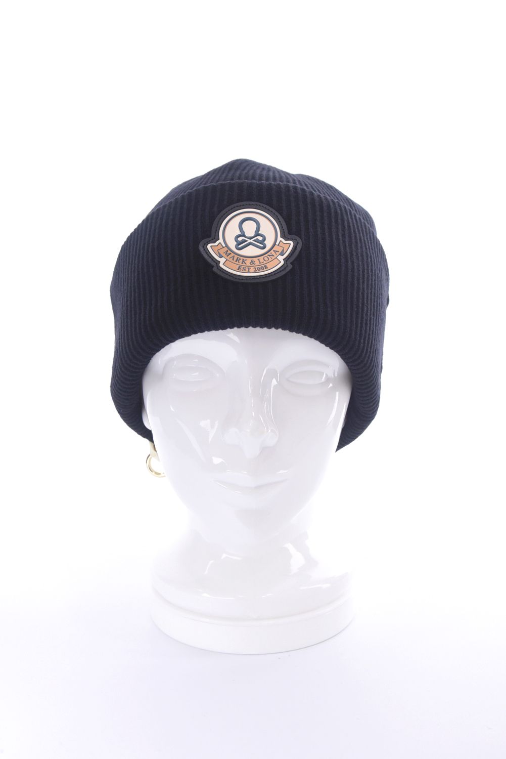 EVER WHOLE GARMENT MERINO BEANIE / ブランクスカルワッペン カラビナ付き ワッチキャップ (ブラック)