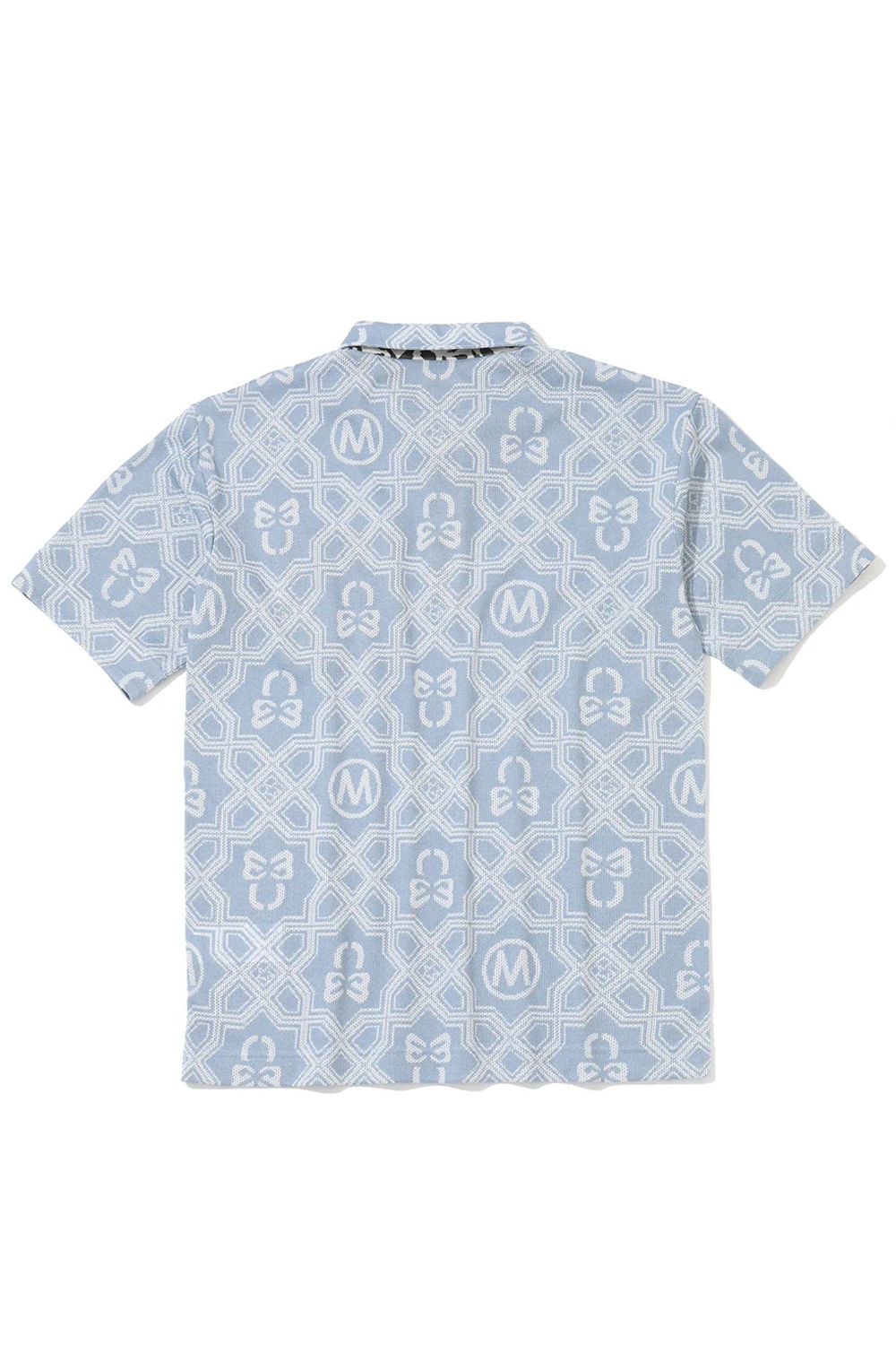 【26SS】 DOMINANT MESH SHIRT / ジオメトリックパターン総柄 ジャパンメイド メッシュポロシャツ (サックス)