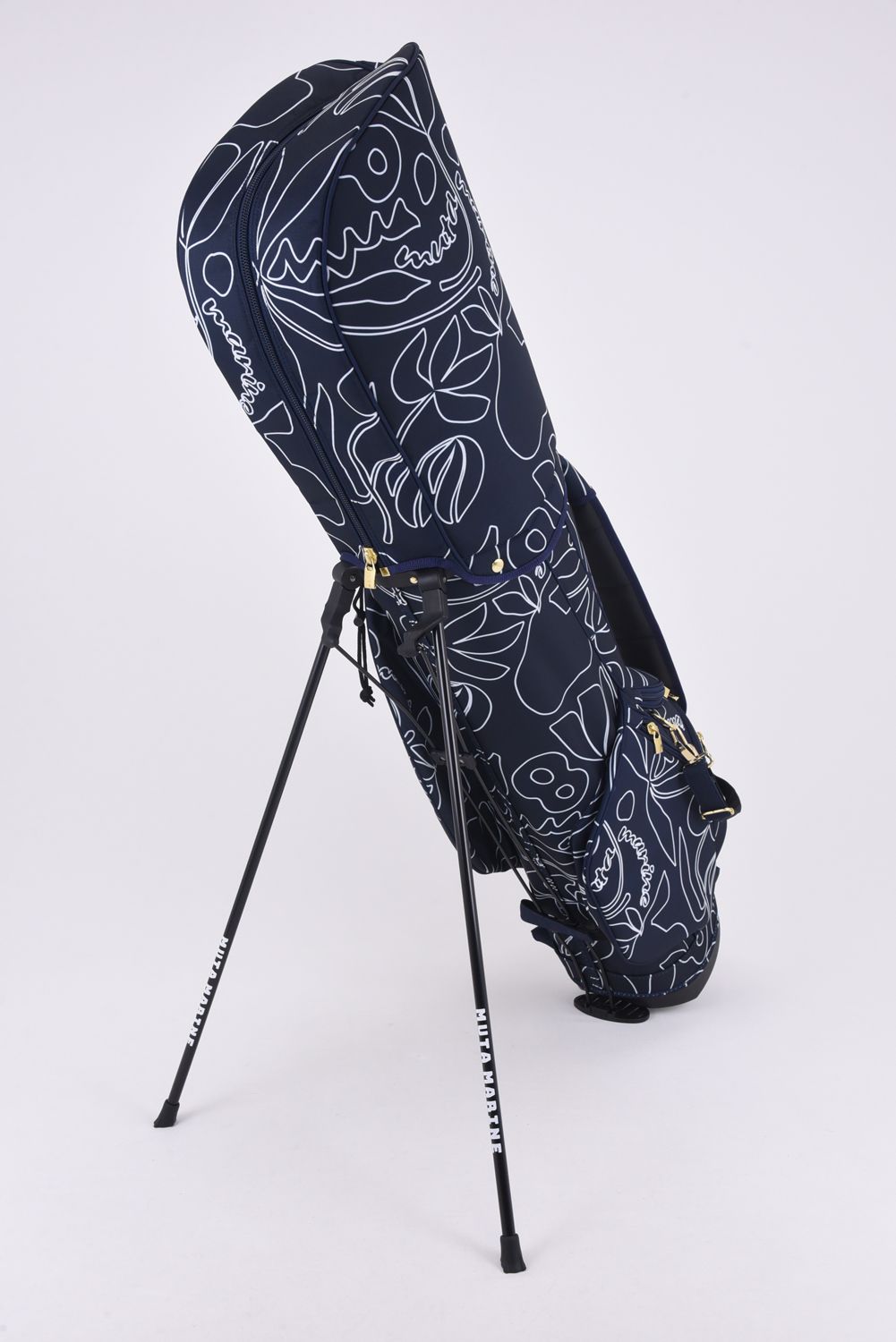 【銀行振込・代金引換不可】【返品・交換不可】 CADDY BAG & COVER / ボタニカル柄 キャディバッグ&ヘッドカバーセット (ネイビー)