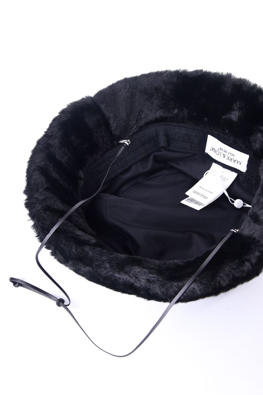 SPECTRA FAUX FUR BUCKET HAT / エコファー ラインストーン スカルワッペン バケットハット (ブラック)