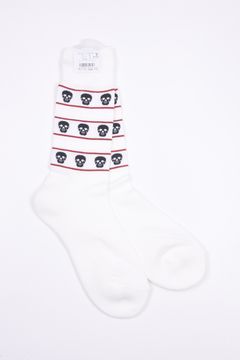 ETERNAL SKULL BORDER SOCKS / スカルジャカード ハイクルーソックス (ホワイト)