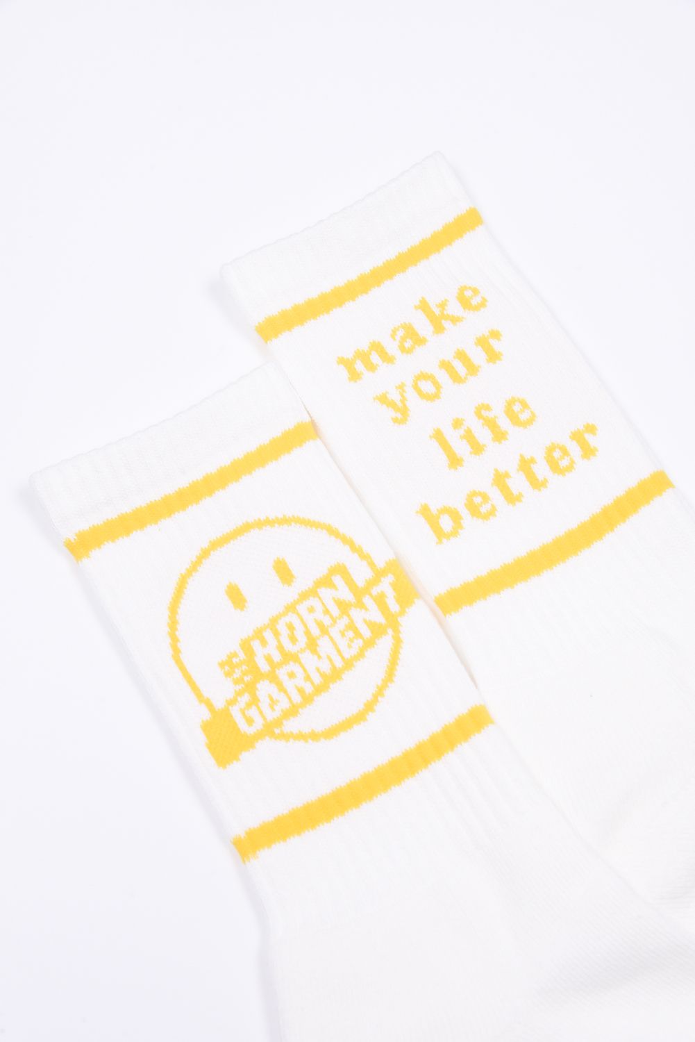 GIMIE SOCKS / レトロモチーフ ミドルソックス ホワイト / イエロー