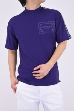 HERALD®️-FIT TEE / グログラン風テープ オーバーサイズ モックネック Tシャツ (ネイビー)