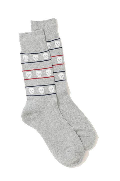 ETERNAL SKULL BORDER SOCKS / スカルジャカード ハイクルーソックス (グレー)