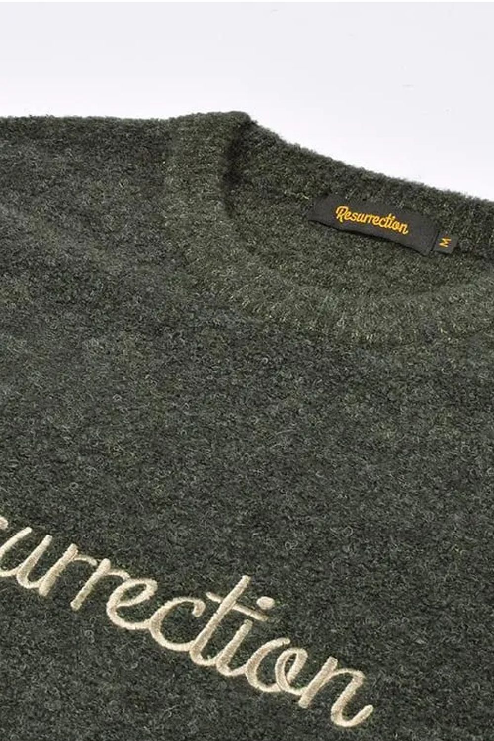 【26AW】 ACCENT BOUCLE KNIT / アクセントリブ ブークレニット (カーキ)*