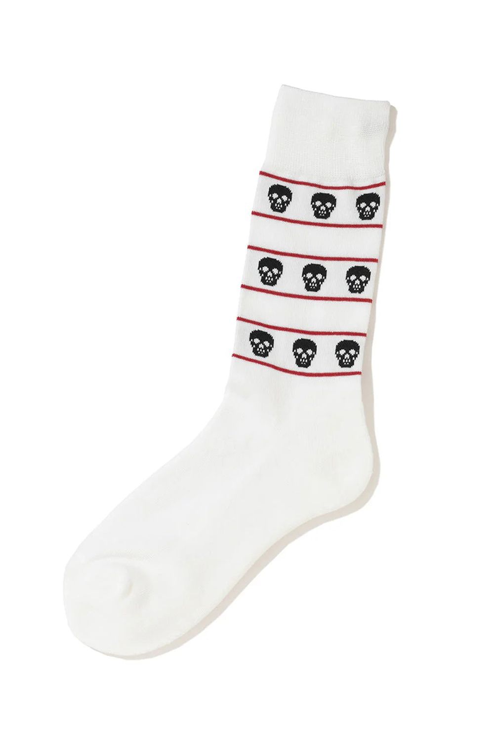 ETERNAL SKULL BORDER SOCKS / スカルジャカード ハイクルーソックス (ホワイト)