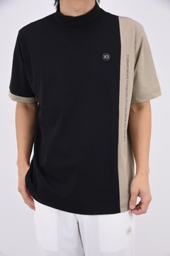 【26SS】 VERTICAL BICOLOR MOCK TEE / バイカラー モックネックTシャツ (ブラック)