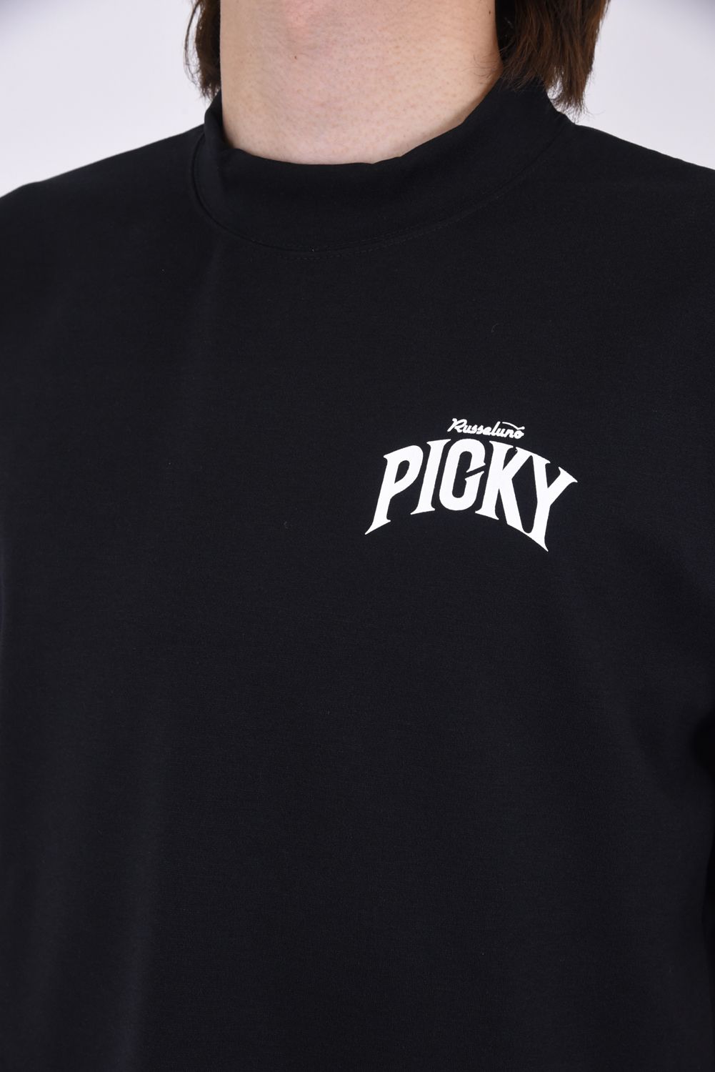 MOCKNECK TEE / プリントロゴ モックネックTシャツ ブラック