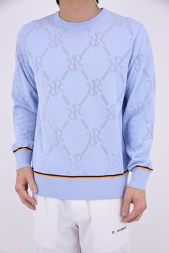 【GW限定 5/11までポイント10倍】【26SS】 MESH RR LOGO KNIT / メッシュ編み 裾ライン クルーネックニット (サックス)*