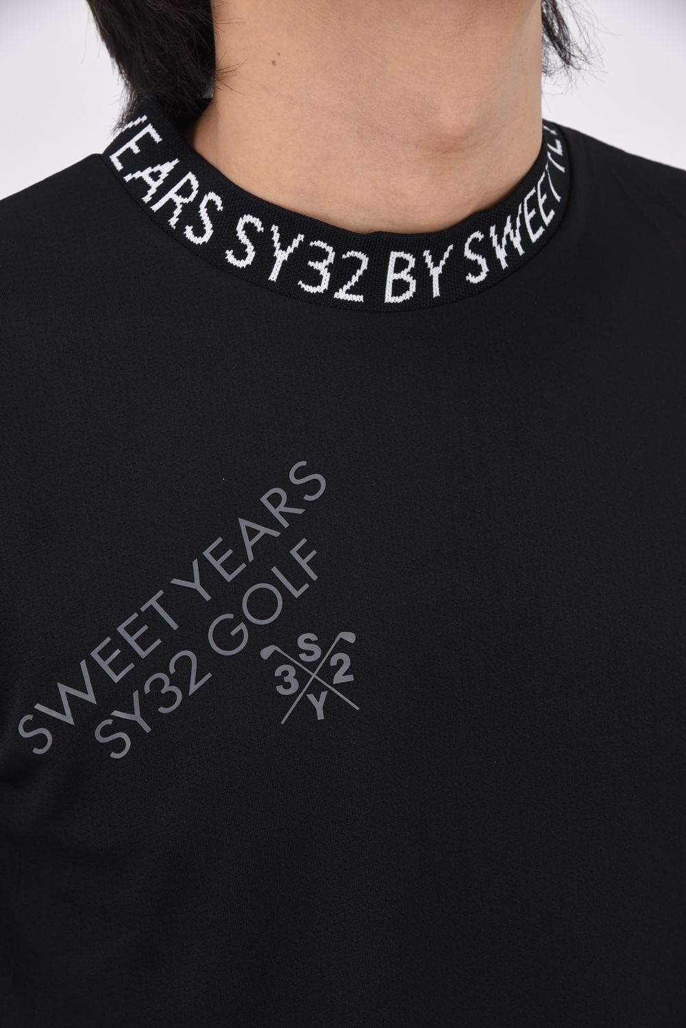 【26SS】 WAVE JQ KNIT MOCK / バックプリント モックネックTシャツ (ブラック)