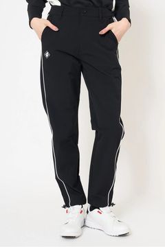 【26AW】【レディース】 OH PIPE PANTS / ホワイトパイピング ナイロンロングパンツ (ブラック)