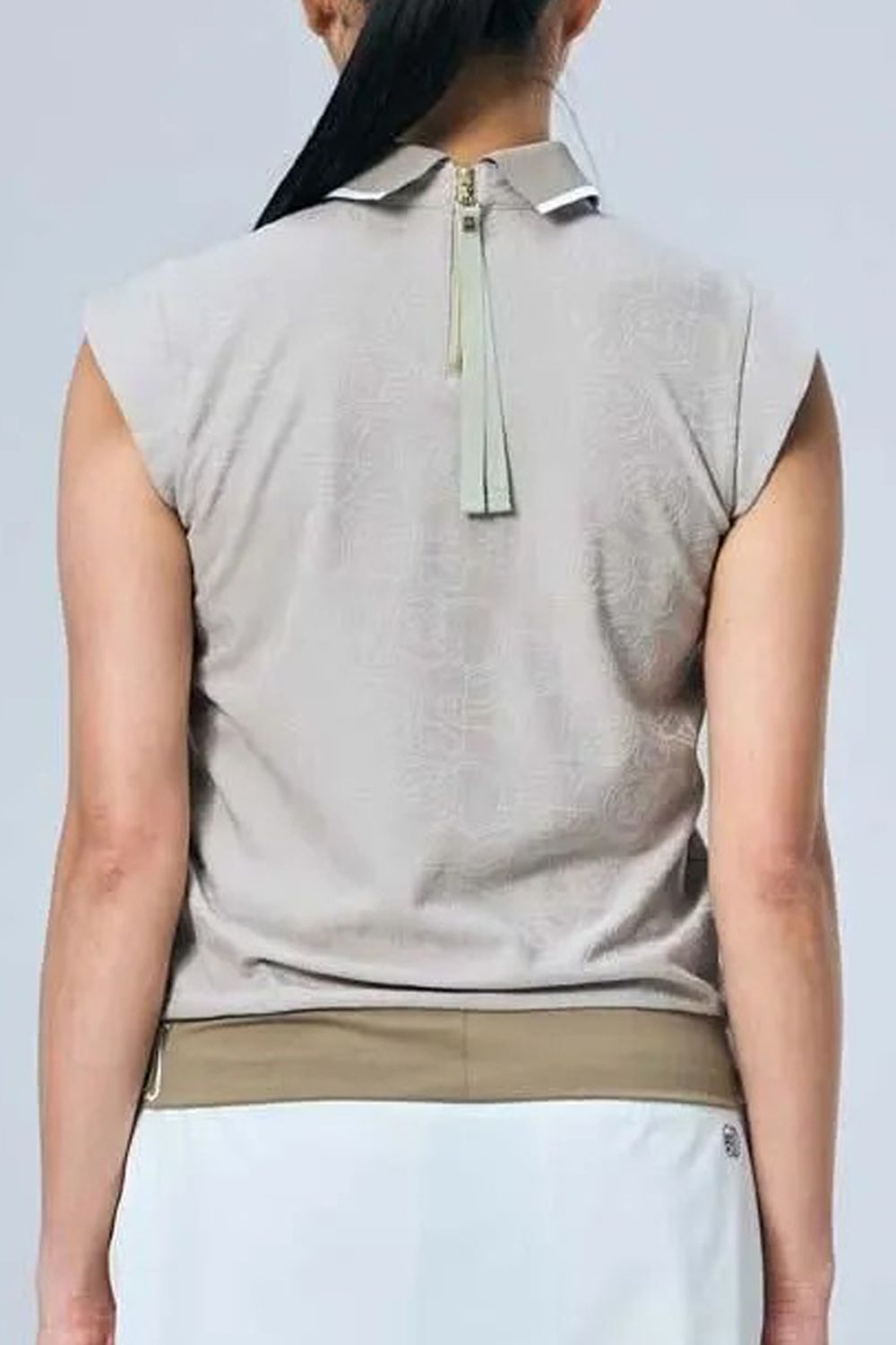 【ポイント10倍】 【26SS】【レディース】 PIN JQ COLLAR SHIRTS / オリジナルジャカード生地 裾ロゴリブ ショートスリーブポロシャツ (ホワイト)*