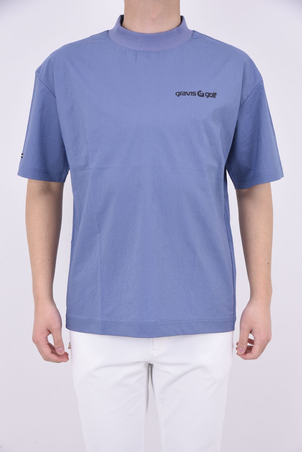 gravis golf - FREEDOM MOCK NECK TEE / ロゴプリント ストレッチ モックネック Tシャツ ブルー | GOSSIP  GOLF