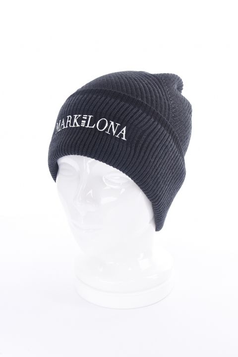 【CODE COLLECTION】 SWBN / 変則リブ編み プリントネーム ニットキャップ (ブラック)