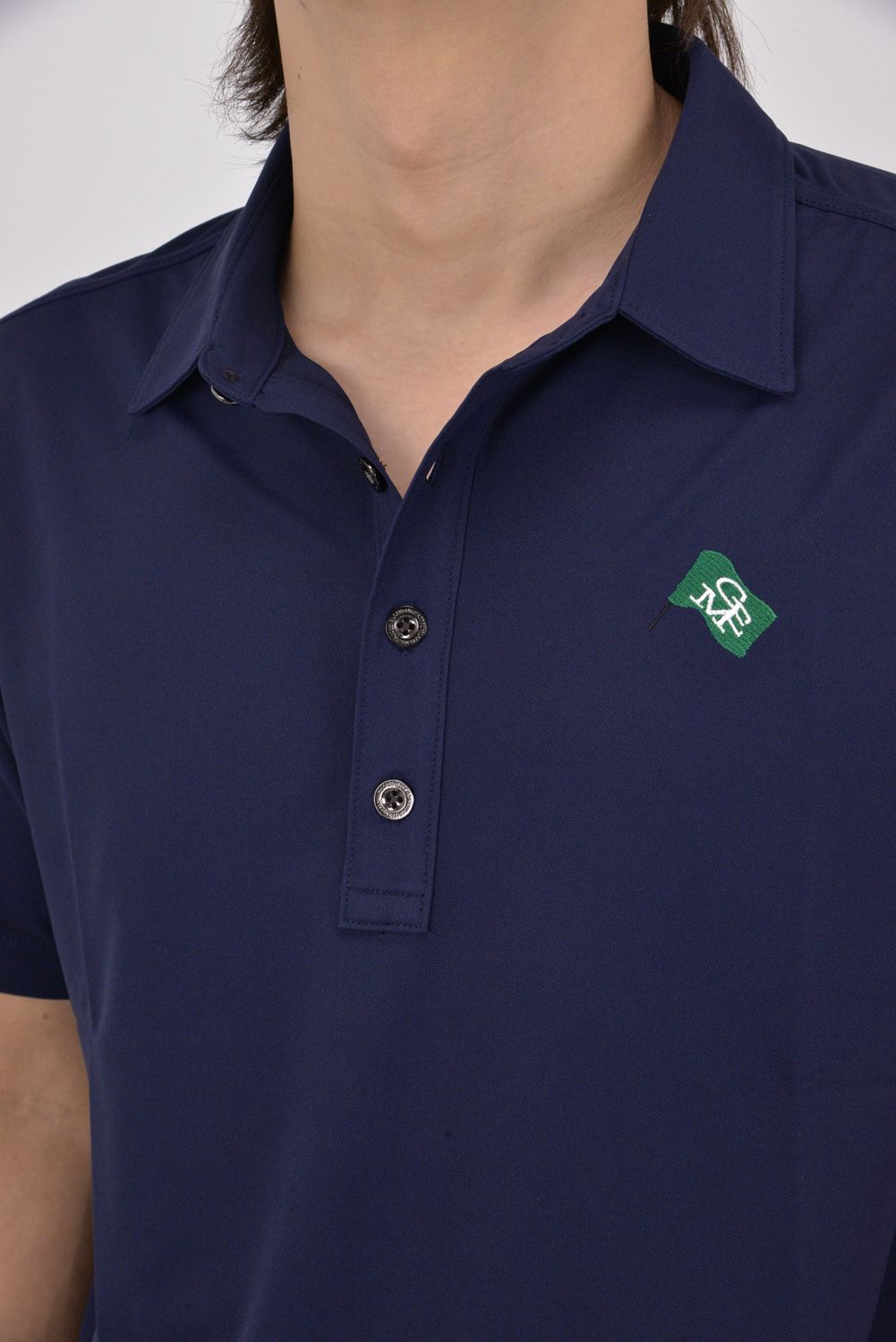 【26SS】 MICRO KANOKO COOL POLO / マイクロカノコ素材 バックロゴプリント ポロシャツ (ネイビー)