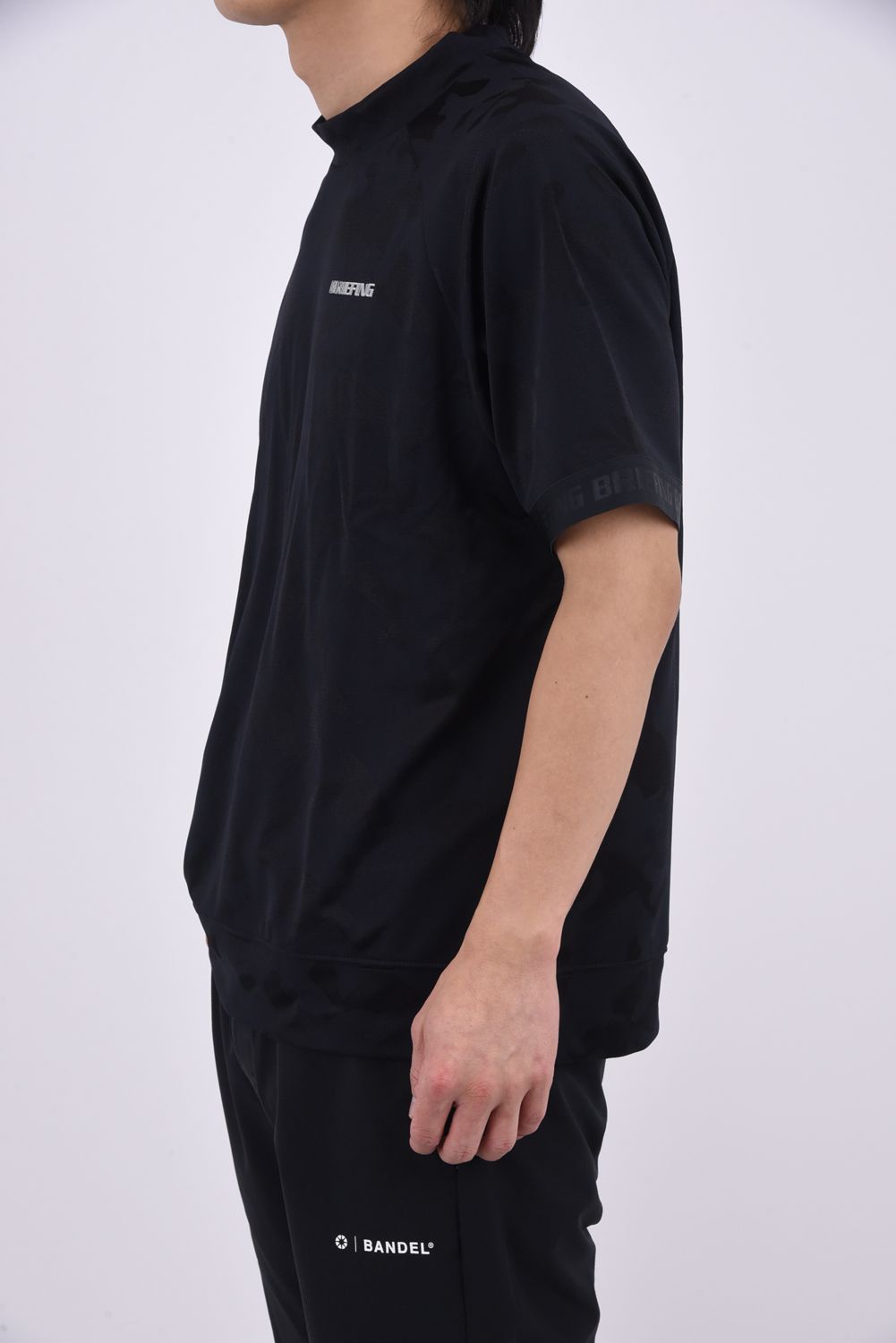 【26SS】 MEN’S CAMO JQ HIGHNECK / カモフラージュジャカード リラックスフィット モックネックTシャツ (ブラック)