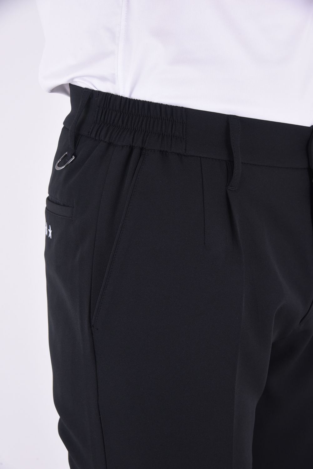 【春夏仕様】BASIC LOGO PANTS / ベーシックロゴ ストレッチ ロングパンツ (ブラックホワイトロゴ)