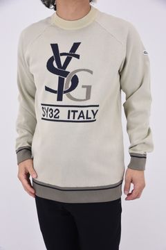 SYG LOGO CREW NECK SWEATER / ビッグロゴ クルーネックニット (ライトベージュ)