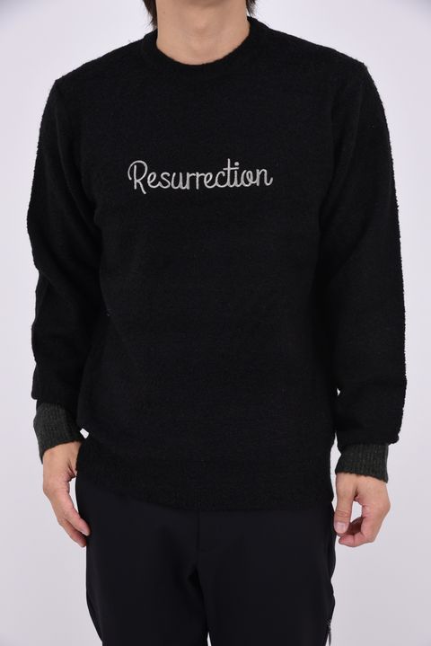 【26AW】 ACCENT BOUCLE KNIT / アクセントリブ ブークレニット (ブラック)*