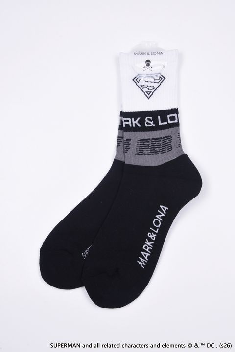 【26SS】【FER COLLECTION】 SUPER JACQUARD SOCKS / Supermanコラボレーション ミドル丈ソックス (ブラック)