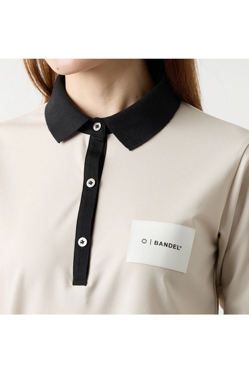 【25AW】【レディース】 BICOLOR POLO / バイカラー長袖ポロ (ベージュ)