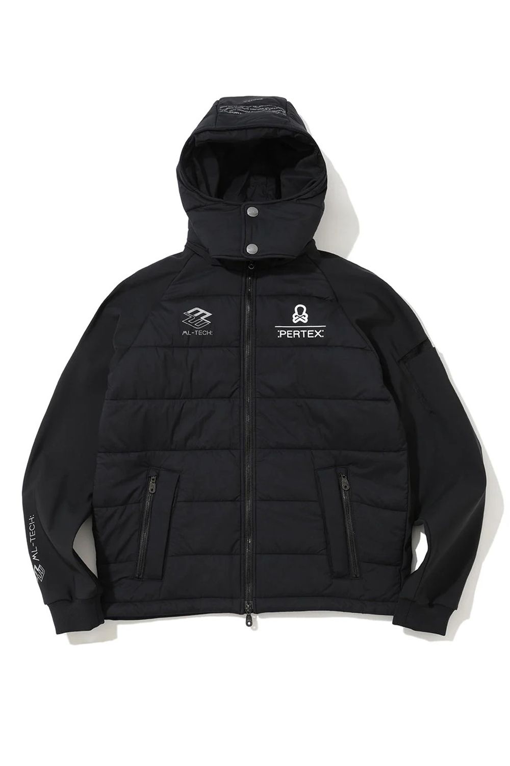 【2025AW】 PRIMAL AIR HYBRID JACKET / PERTEX®ナイロン リフレクタープリント ハイブリッドパファージャケット (ブラック）