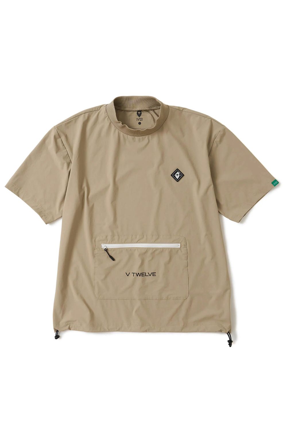 【26SS】 OZ MOCK / ストレッチナイロン カンガルーポケット モックネックTシャツ (ベージュ)