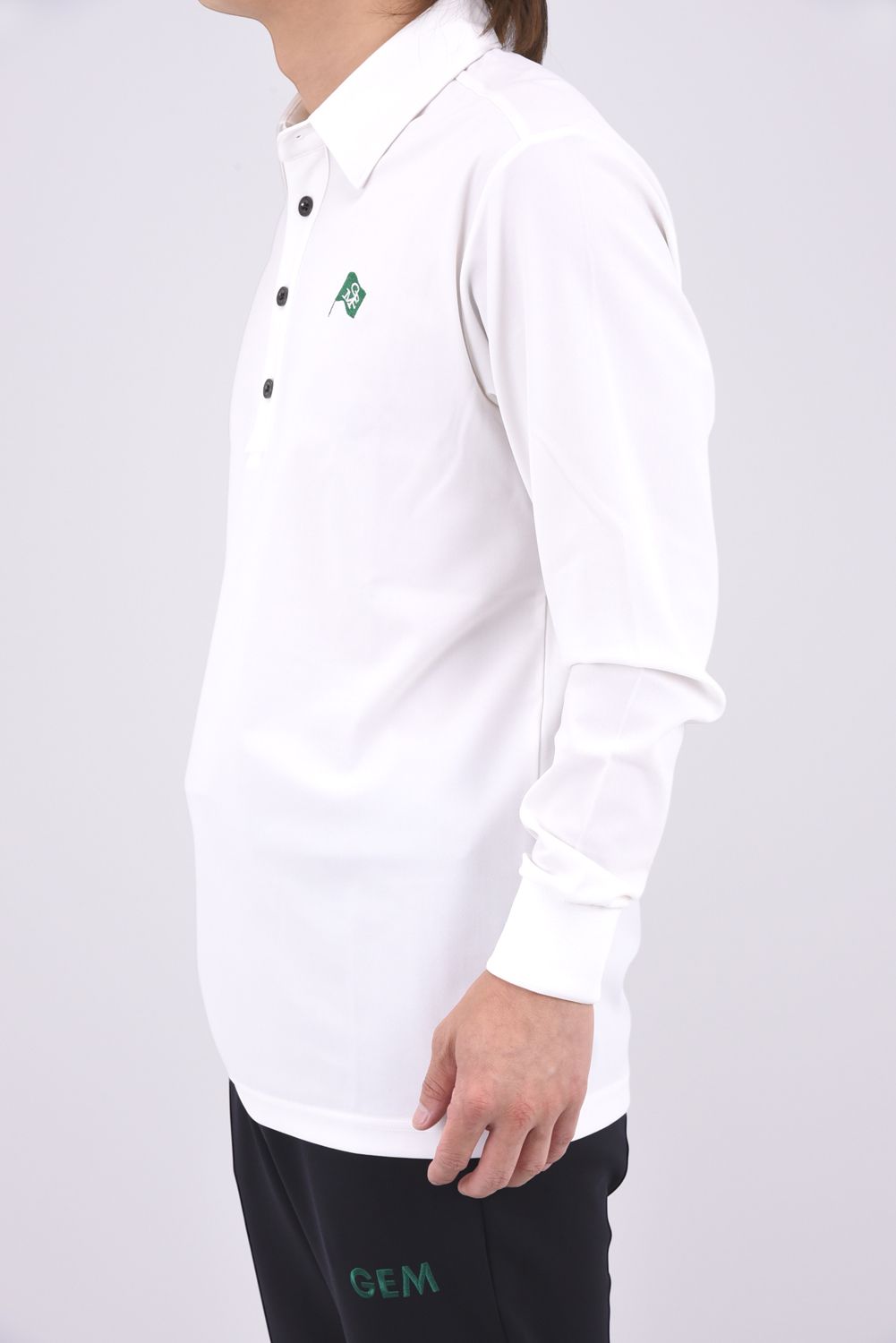【26AW】 STRETCH KANOKO LONG SLEEVE POLO / ハイゲージカノコ素材 バックプリント 長袖ポロシャツ (ホワイト)