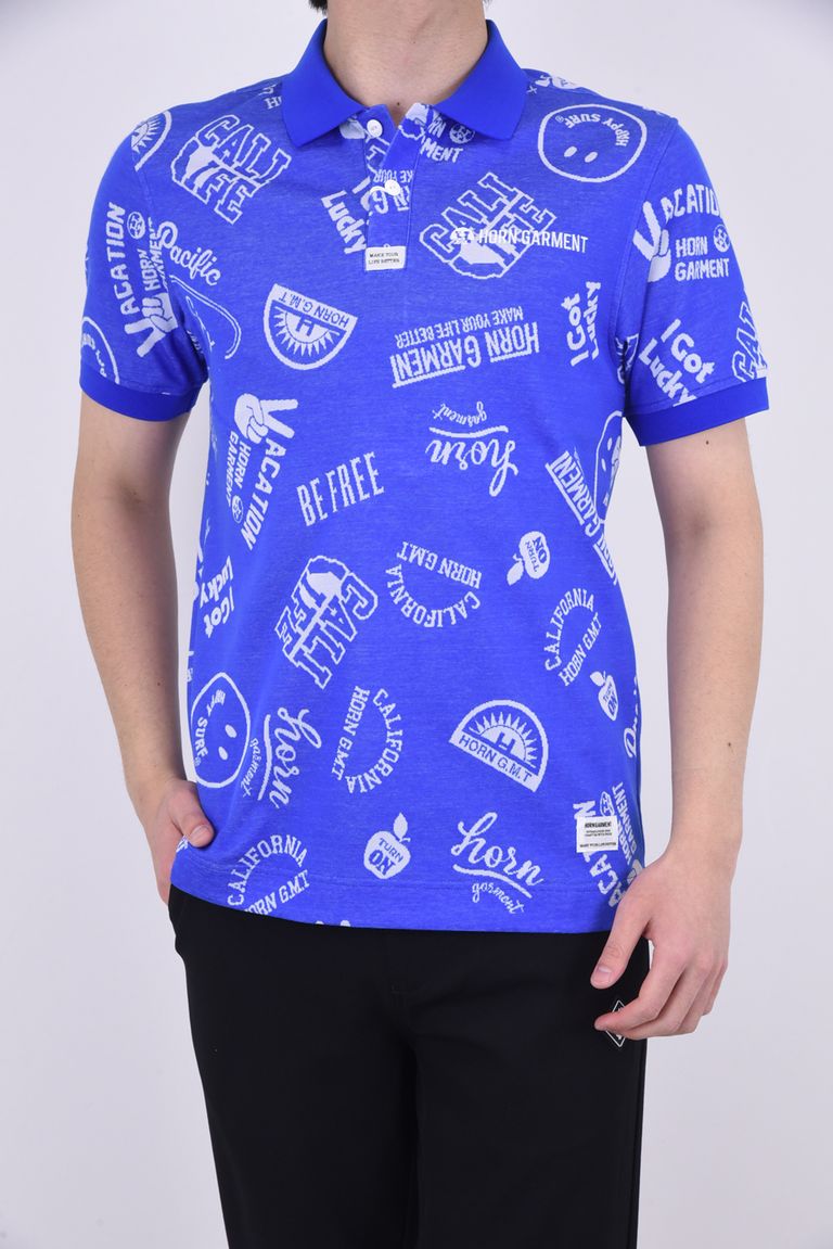 HORN GARMENT - ARCHIVE JQ POLO / 総柄 VACATIONパターン ポロシャツ  