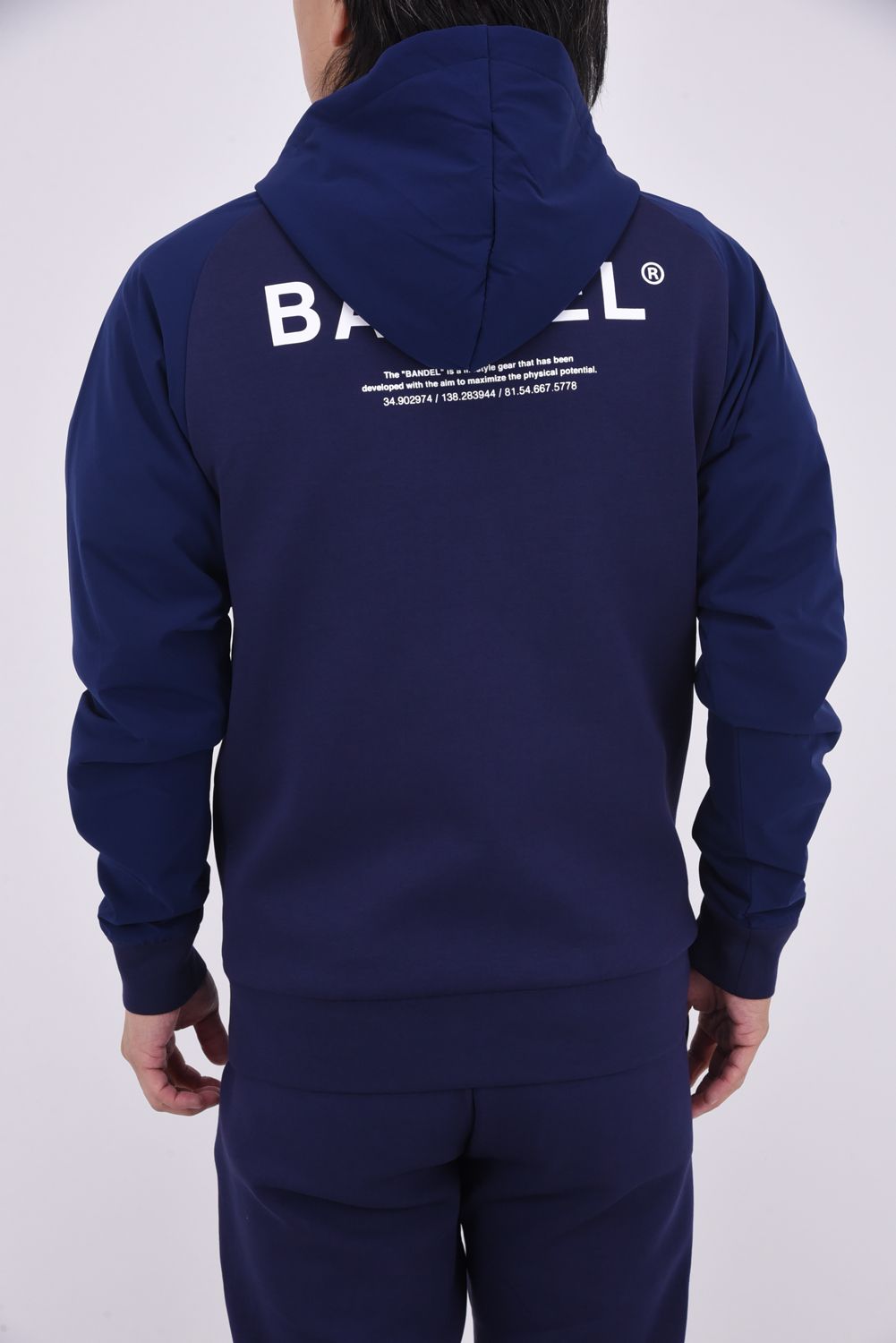 【25AW】 SWITCH RAGLAN SLEEVE ZIP HOODIE / ボンディング素材 ラグランスリーブ ハイネックジップフーディー (ネイビー)