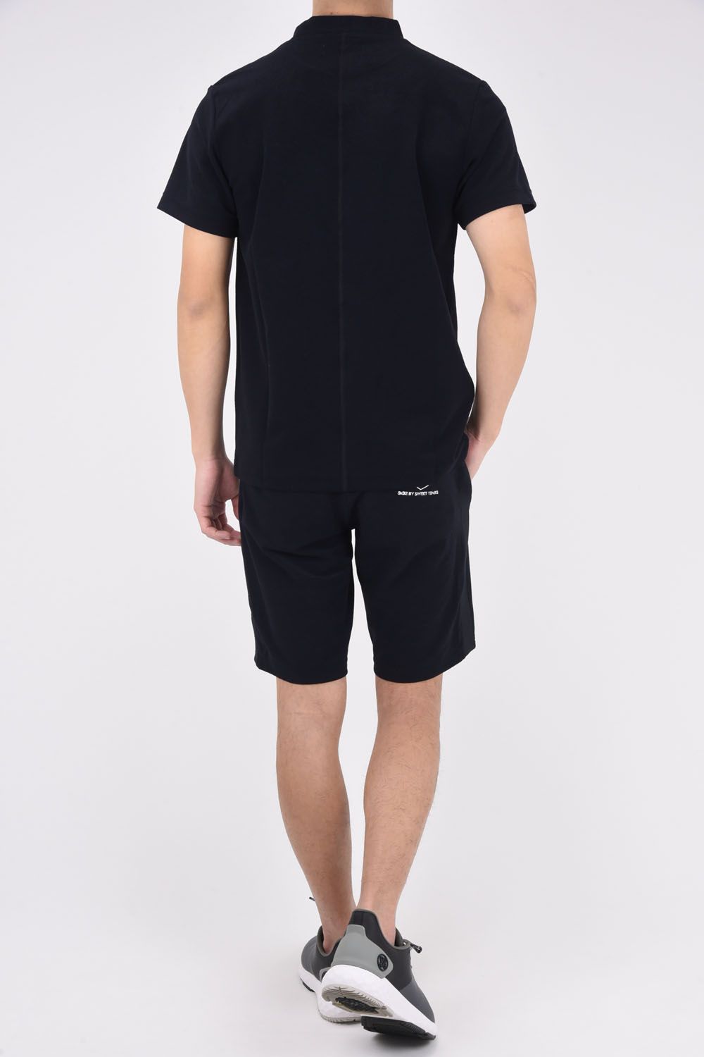 【ABSOLUTE】 CARVICO PANTELLERIA MOCK / ロゴ カルビコ ストレッチ 半袖 モックネック Tシャツ (ブラック)