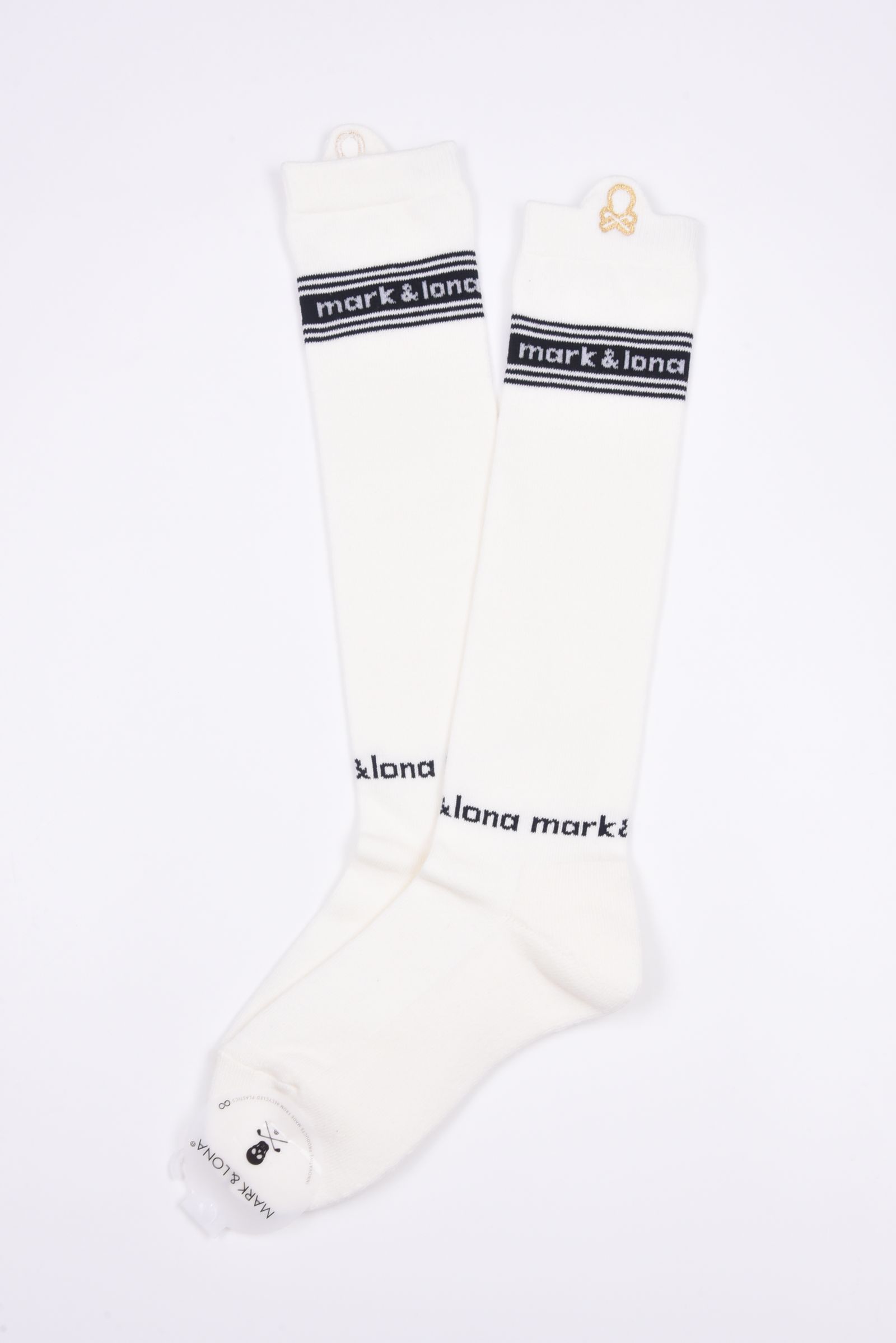 【レディース】 BUENA HIGH SOCKS / ロゴジャカード メタリック刺繍 ハイソックス (ホワイト)