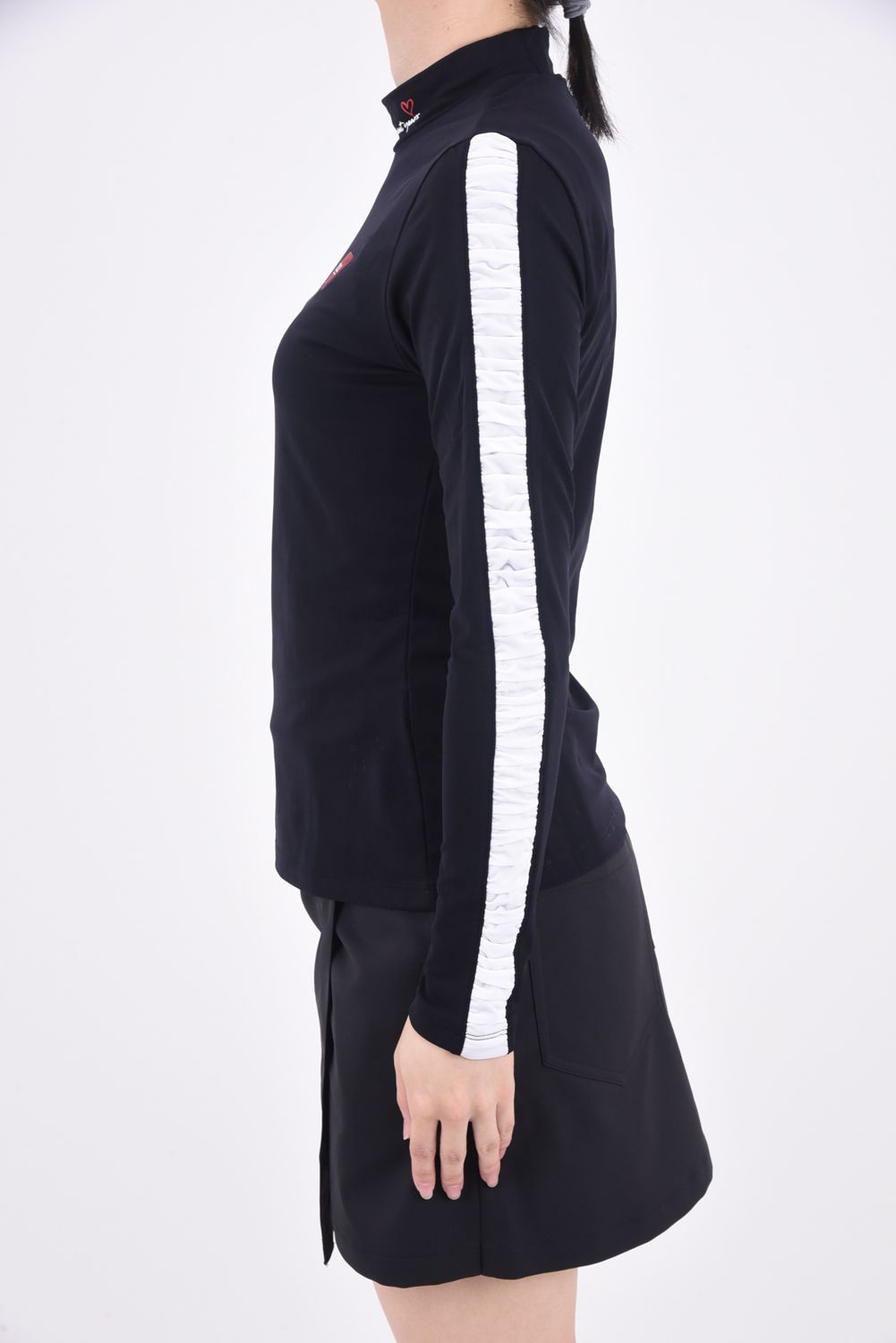 【レディース】 CARVICO STRETCH MOCK NECK SHIRTS / マイクロフリース ロングスリーブ モックネックTシャツ ブラック*