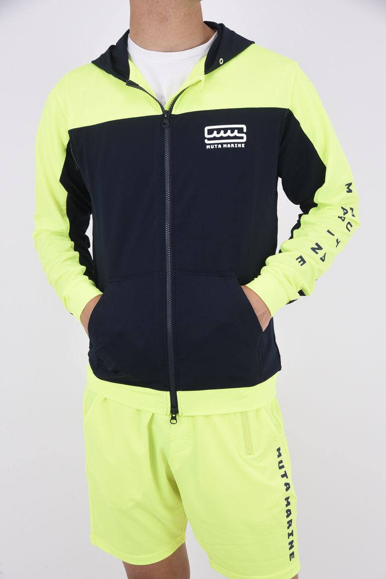 muta - PANEL RUSH HOODIE / 配色 ラッシュパーカー (イエロー 