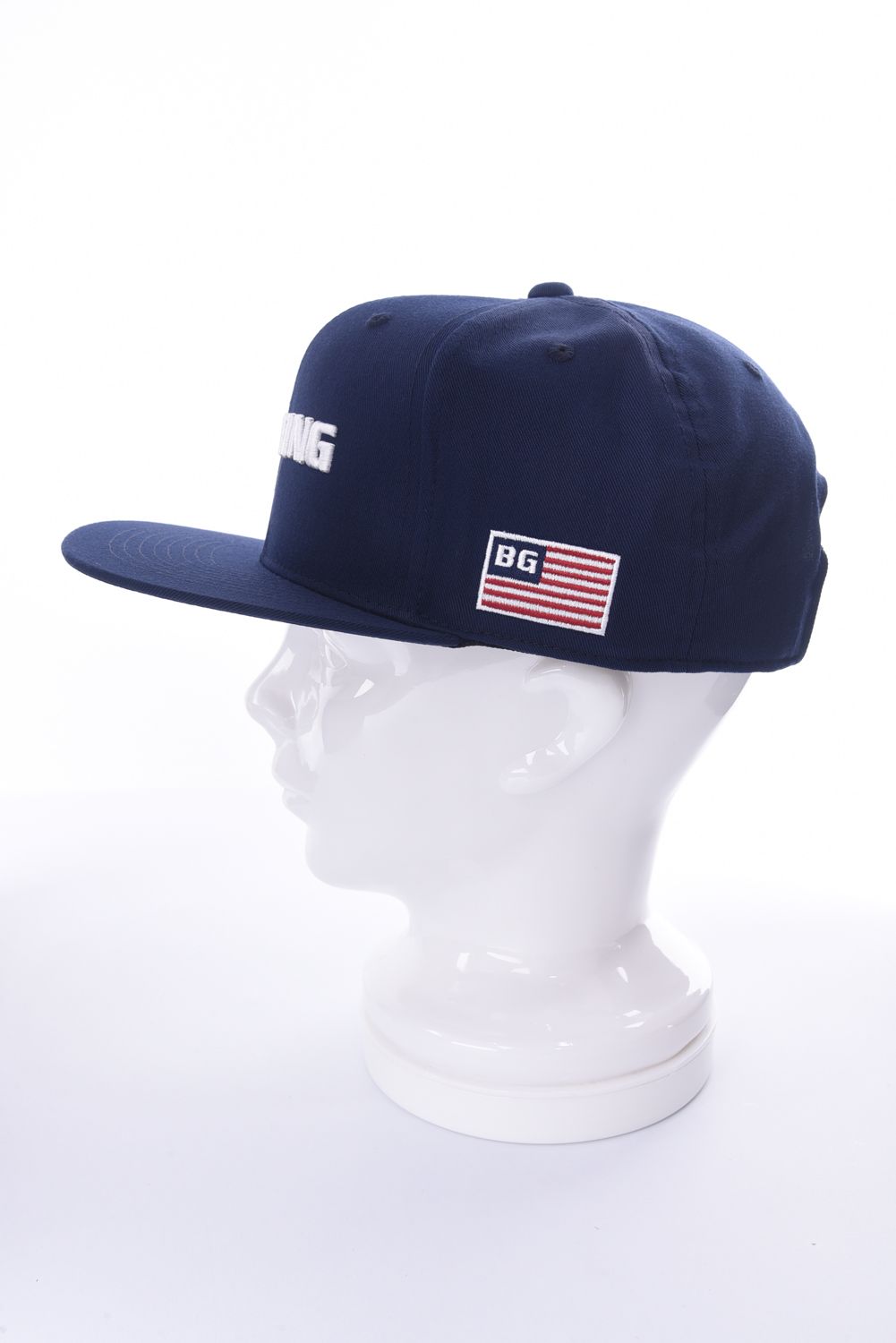 MENS BASIC FLAT VISOR CAP / ブランドロゴ ベーシック フラットキャップ (ネイビー)