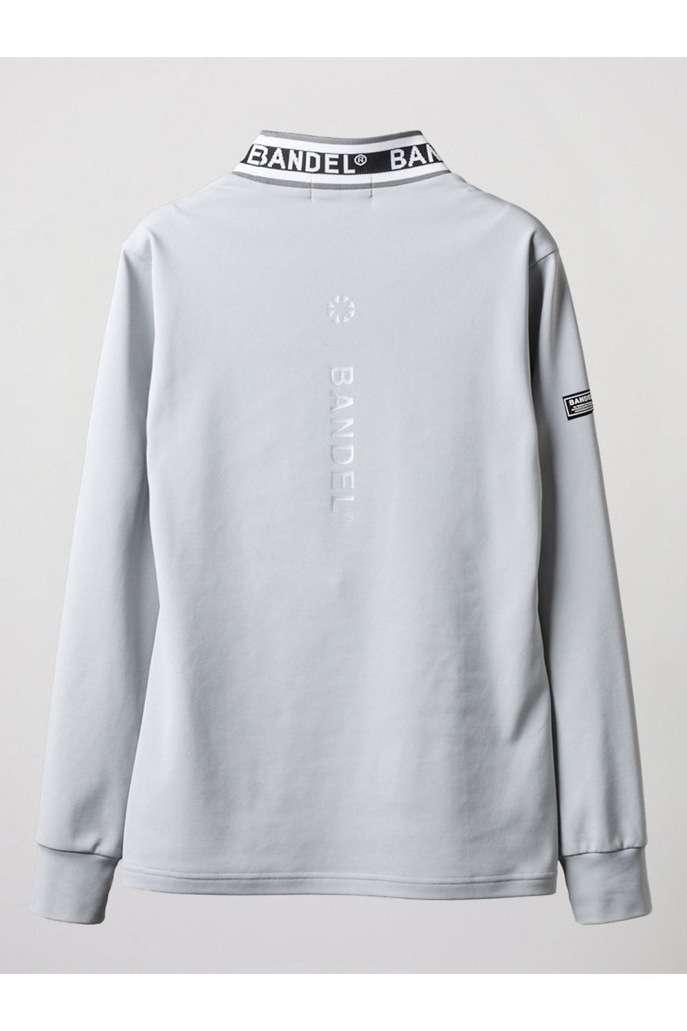 【レディース】 JACQUARD RIB L/S MOC SHIRTS / ロゴジャカード ロングスリーブ モックネックシャツ (ライトグレー)