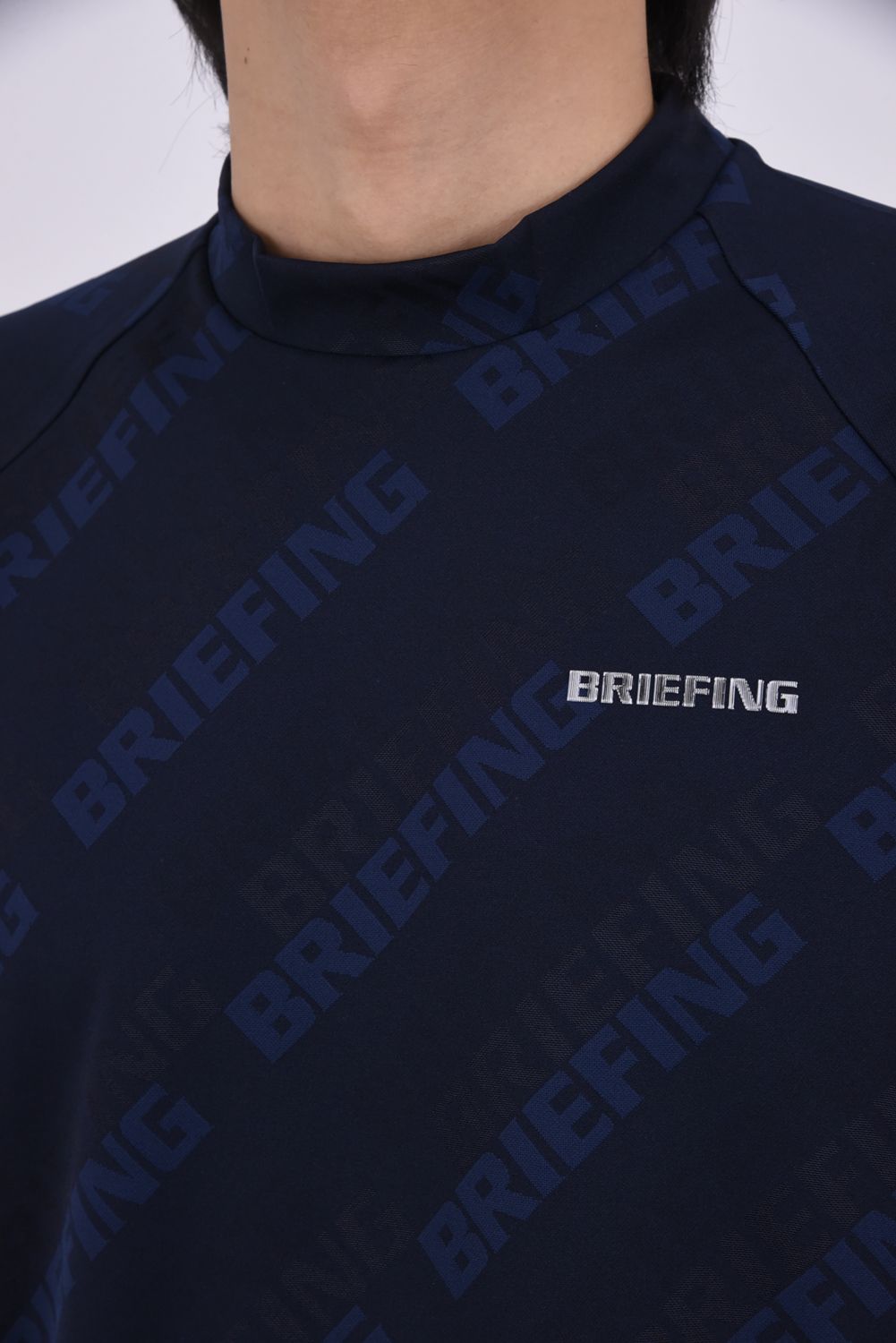 【26SS】 MEN'S SHADOW LOGO JQ HIGHNECK RF / バイアスロゴジャカード リラックスフィット モックネックTシャツ (ネイビー)