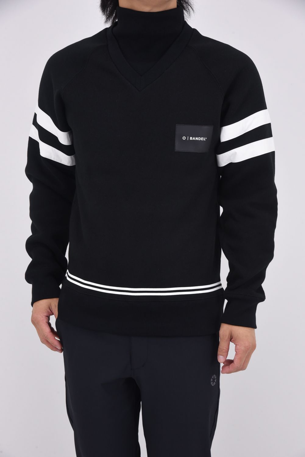 【25AW】 LAYERED HIGH NECK KNIT / フェイクレイヤード ハイネックニット (ブラック)