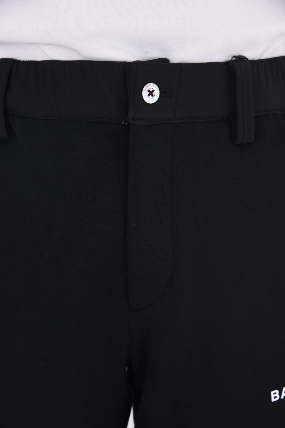 【25AW】 SIDE THICK LINE SWITCH LIB PANTS / ボンディング素材 コンセプトノーツプリント リブロングパンツ (ブラック)